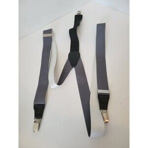 Men's Unbranded Black White Clip-On Adjustable Suspenders Elastic